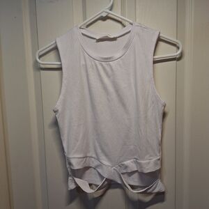 Wild Love Sleeveless White Ribbed Cropped Top